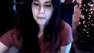 Cute curly brunette solo webcam masturbation