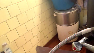 Horny babe in the bathroom