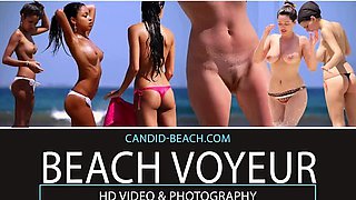 Beach voyeur films mature milfs enjoying the sun and the sea