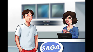 Summertime Saga - Sexy Japanese worker loves getting fucked by a huge cock while watching streams