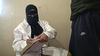 Naughty Female Muslim Doctor Gives a Handjob to One of Her Patients