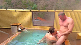 Hot Amateur Couple Makes Love in Exotic Private Hot Springs Bath