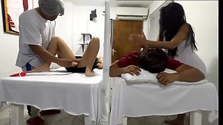 Japanese Massage Turns Cheating: Wife Gets Fuck By Perverted Doctor With Husband Next To Her