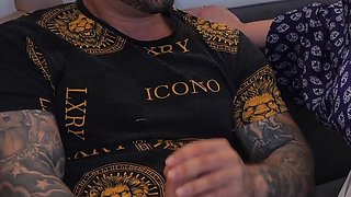 Hot Naughty Girl Seduces Her Stepmother's Lover and He Fucks Them Both Hard in the Mouth with His Huge Dick!