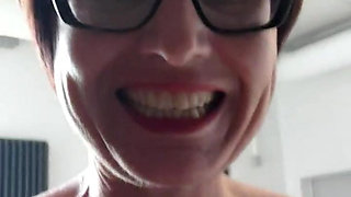 Julie squirts naked in the office