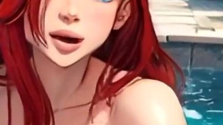 Woman Takes off Her Swimsuit in the Pool and Is Completely Naked