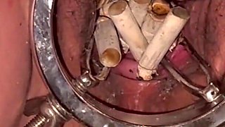 Pussy ashtray with gape, smoke, ride
