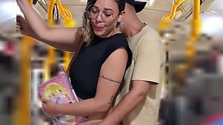 Young whore student gets fucked by an older guy right on the bus in public
