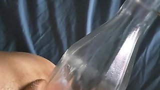 Self fuck with a glass bottle