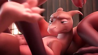 Naughty dragons are having fun in the barn 3d animated