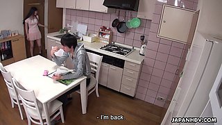 Japanese girl Yuma Miyazaki is fucked and creampied by step brother