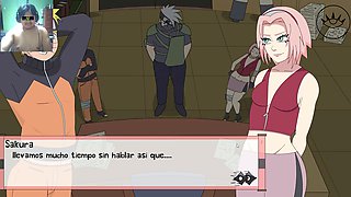 Intense training session with Sensei featuring big-boobed anime girls Tsunade and Ino