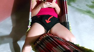 Distracted Stepmother Doesn't Notice Her Pussy Outside Her Shorts While She's in the Hammock and Makes Me Have an Erection!