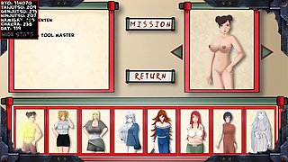 Erotic cartoon fantasy with a double-sided dildo in three dimensions