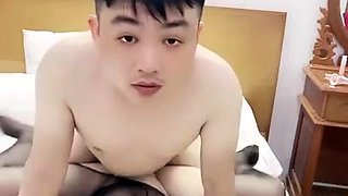 Pantyhosed Korean babe gets tight hairy bush creampied