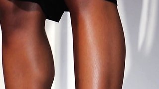 Petite ebony MILF strips in dance class