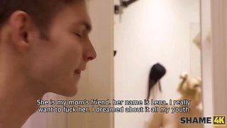 Busty Russian Cougar Shamed in Bathroom by Young Stud - Sensitive Spots Teased & Blowjob