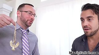 Straight man being seduced by an office worker