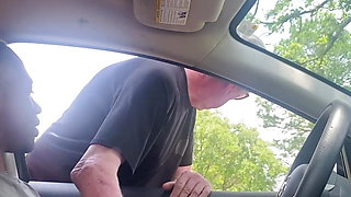 Homemade amateur cruising horny grandpa strokes me off in my car in public