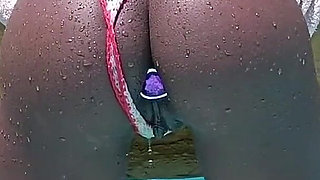 Sexy Ebony Girl with Buttplug in Pool