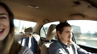 Teen slut has some fun in the car