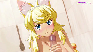 Wolf Girl Babe Fuck Tits In The Bathroom