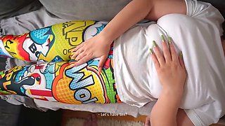 Caught my stepsister Beautiful Ann getting off and had my way with her, tearing her leggings on her big ass