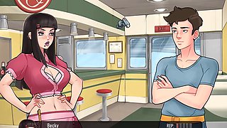 Saucy anime girl Loveskysan in stretch pants gets into summer fun in the deep vault