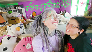 POV Gothic Beautys Tattooed with Glasses on ANAL!