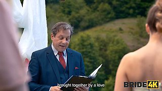 BRIDE4K. Blonde bride with natural tits enjoyed a good fuck on her kinky wedding