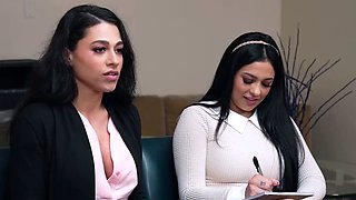 Threeway with the busty vice principal and Latina secretary