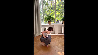 teasing yoga in tight long skirt