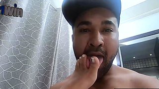 Dirty dark haired smoking, sucking pipe and providing