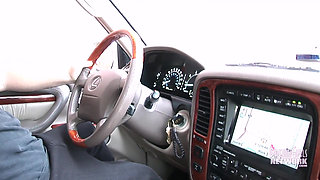 Girl totally plays with herself in fast food drive thru