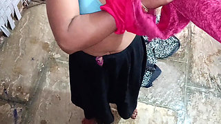 The Desi woman sister-in-law of the village is taking a bath and changing clothes, putting her finger in her pussy.