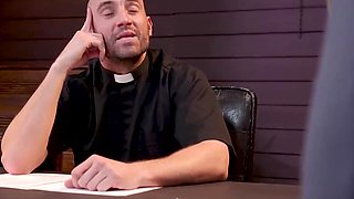 Sultry nun given big cock and joined by submissive stepmom