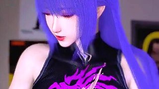 3D Cosplay Slut with Blue Hair Got Fucked so Hard