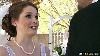 Whore bride Allison Moore is masturbating and sucking dicks before wedding ceremony