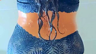 Gorgeous Tanned Latina Girl's Take a Shower After Pool Day