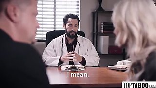 Breeding Doctor Fucks Blonde Wife - Cuckold Creampie & English Subs