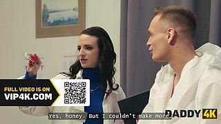 DADDY4K. Brunette nurse cheating in doctor's office with daddy
