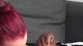 Cuckold - Cuckchair 3 Jayplayhard and Realredbunny Hotwife Makes BBC Bull Cum Twice From Blowjob and a Cum Spit