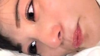 Extreme close up of Japanese teen masturbating