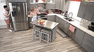 Beautiful blonde Natalia Queen gets fucked in the kitchen