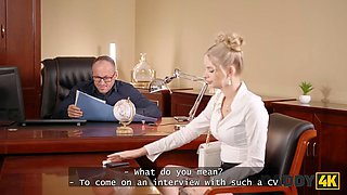 DADDY4K. Naughty blonde is showing her big sex experience at the job interview