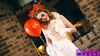 Creepy Clown Scarlet Skies Has Stepbro Screaming in Delight by Step Siblings Caught: Porn