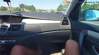 Hot MILF Step Mom Pleases Her Virgin Step Son in Stuck Traffic - Public Roadside Fun