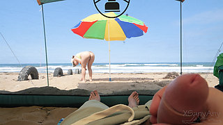 Almost Caught Having Risky Sex with a Stranger on the Beach!