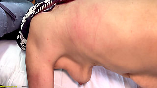 Skinny Headscarf Granny Gets Her Ass Destroyed