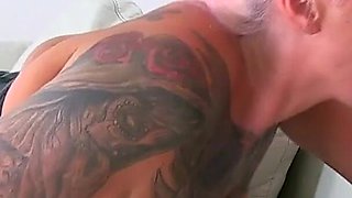 Busty Tattooed Slut Knows She Can Only Be Fully Satisfied by Fucking and Sucking Multiple Cocks in a Gangbang Party